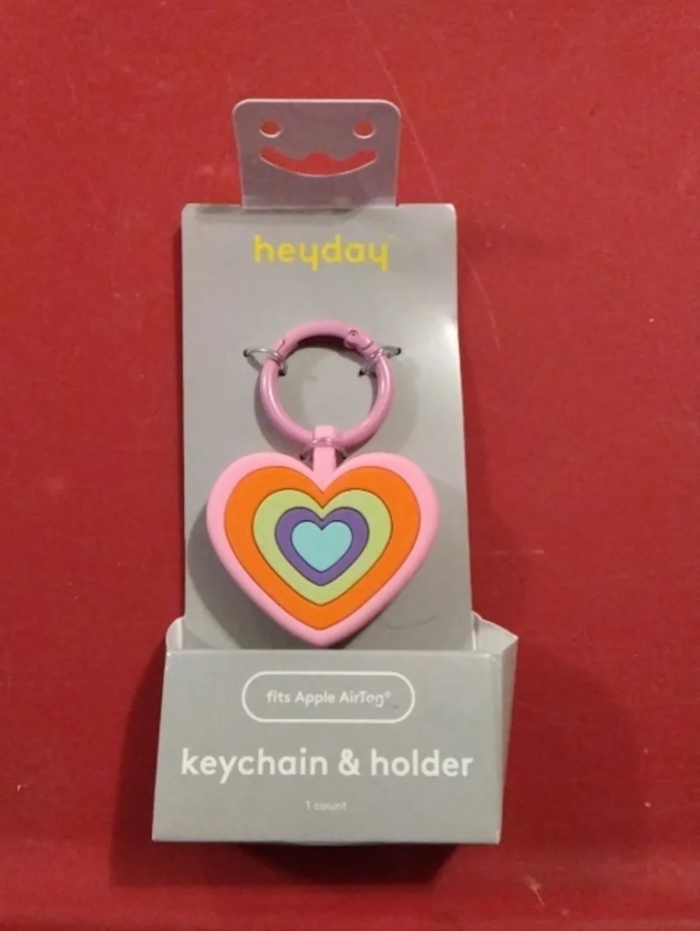 heyday Pink Heart Rainbow Silicone Keychain